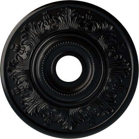 Ekena Millwork Vienna Ceiling Medallion (Fits Canopies up to 6 1/2"), 20"OD x 3 1/2"ID x 1 1/2"P, Jet Black CM20VIBLF